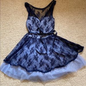 WORN ONCE Blue Lace Formal Dress